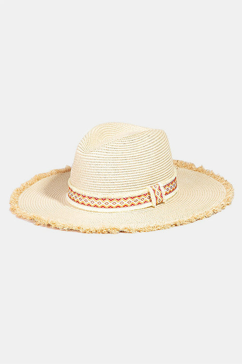 Fame Geometric Raw Hem Hat-Teresa's Fashionista LLC