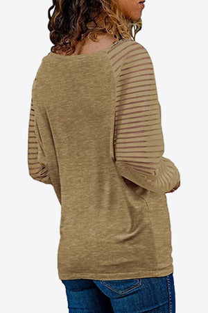 V-Neck Long Raglan Sleeve Top-Teresa's Fashionista LLC