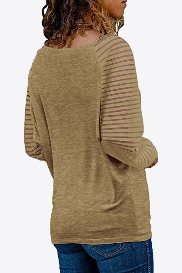 V-Neck Long Raglan Sleeve Top-Teresa's Fashionista LLC