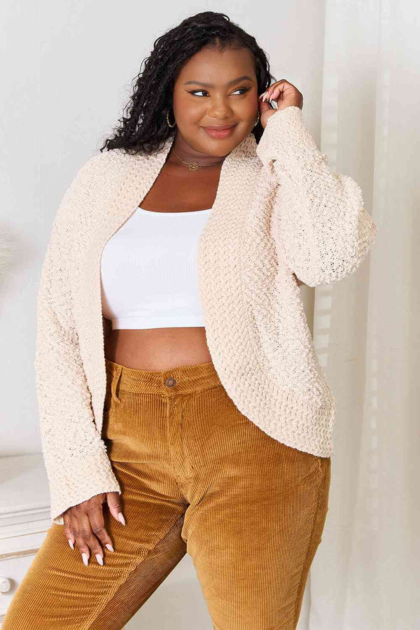 Double Take Open Front Long Sleeve Cardigan-Teresa's Fashionista LLC