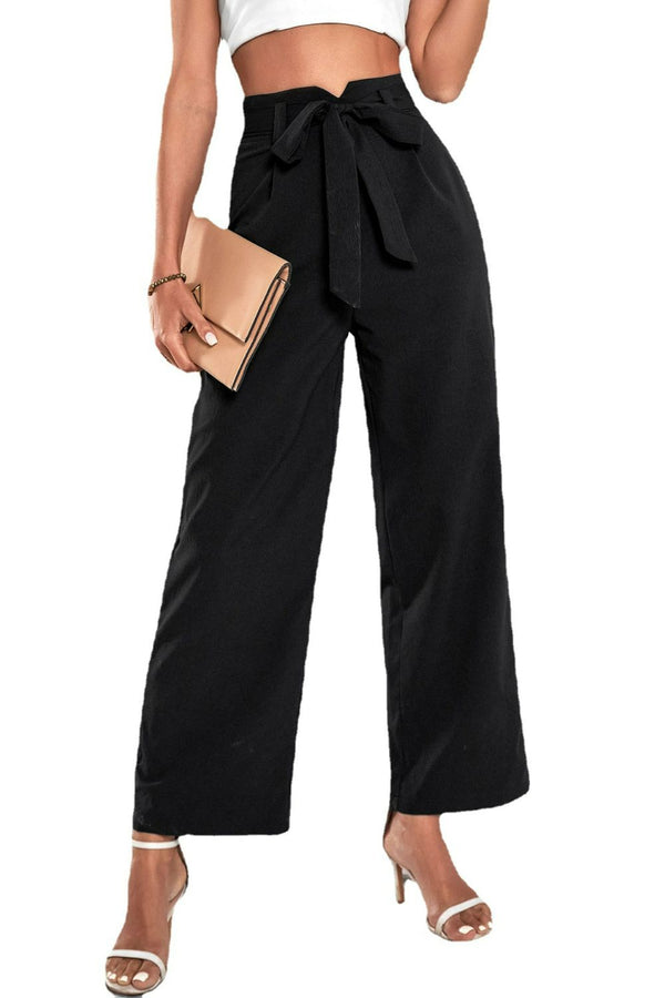 Belted High-Rise Wide Leg Pants-Teresa's Fashionista LLC