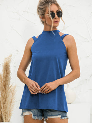 Cutout Mock Neck Tank-Teresa's Fashionista LLC