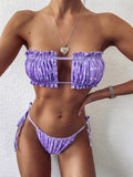 Frill Trim Ruched Bikini Set-Teresa's Fashionista LLC