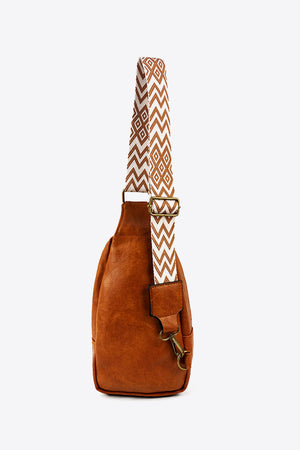 Random Pattern Adjustable Strap PU Leather Sling Bag-Teresa's Fashionista LLC