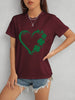 Heart Lucky Clover Round Neck Short Sleeve T-Shirt-Teresa's Fashionista LLC