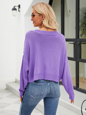 Eyelet Button Front Long Sleeve Cardigan-Teresa's Fashionista LLC