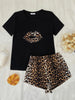 Leopard Lip Graphic Top and Shorts Lounge Set-Teresa's Fashionista LLC