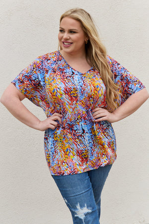 Be Stage Full Size Printed Dolman Flowy Top-Teresa's Fashionista LLC