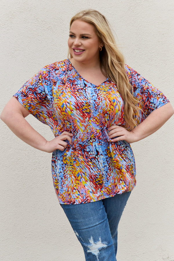 Be Stage Full Size Printed Dolman Flowy Top-Teresa's Fashionista LLC