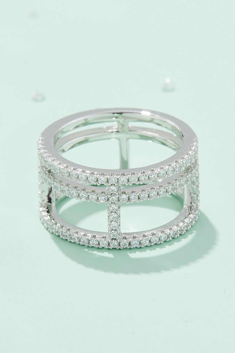 Moissanite Cutout Wide Ring-Teresa's Fashionista LLC