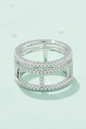 Moissanite Cutout Wide Ring-Teresa's Fashionista LLC