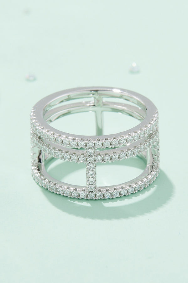Moissanite Cutout Wide Ring-Teresa's Fashionista LLC