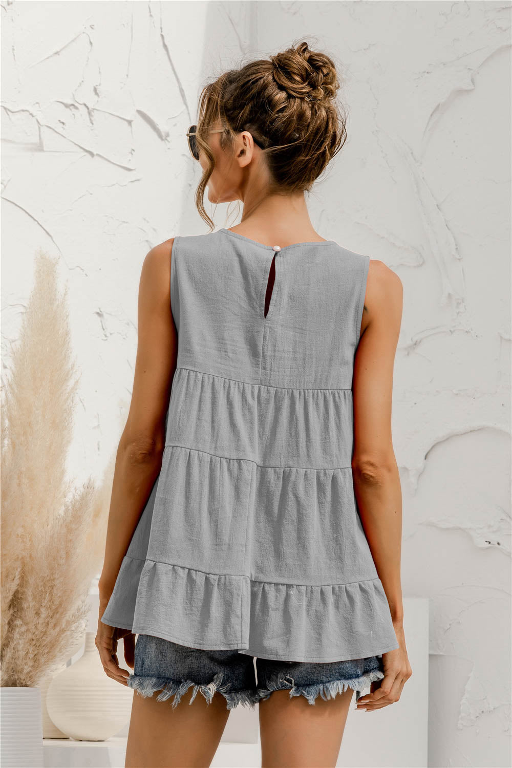 Round Neck Tiered Tank-Teresa's Fashionista LLC