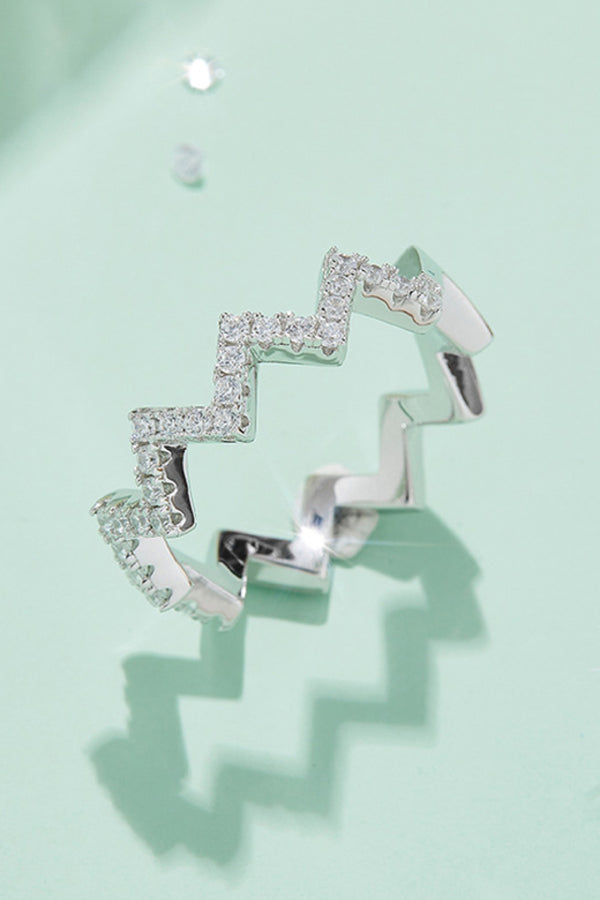 Moissanite Wavy Band Ring-Teresa's Fashionista LLC