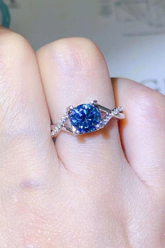 1 Carat Moissanite Crisscross 925 Sterling Silver Ring-Teresa's Fashionista LLC