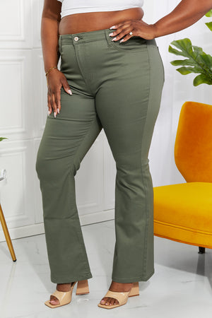 Zenana Clementine Full Size High-Rise Bootcut Jeans in Olive-Teresa's Fashionista LLC
