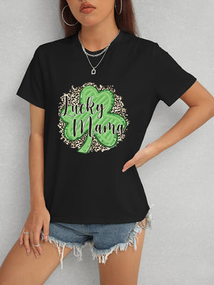 LUCKY MAMA Round Neck T-Shirt-Teresa's Fashionista LLC