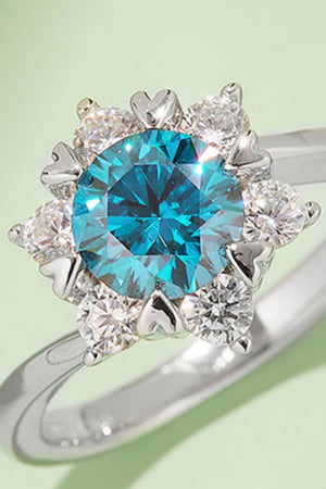 1 Carat Moissanite 925 Sterling Silver Cluster Ring-Teresa's Fashionista LLC
