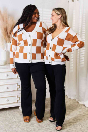 Double Take Button-Up V-Neck Dropped Shoulder Cardigan-Teresa's Fashionista LLC