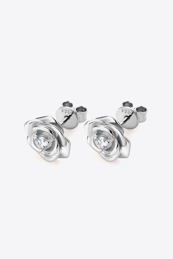 Moissanite Flower 925 Sterling Silver Earrings-Teresa's Fashionista LLC