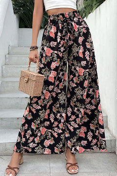 Floral Pull-On Wide Leg Pants-Teresa's Fashionista LLC