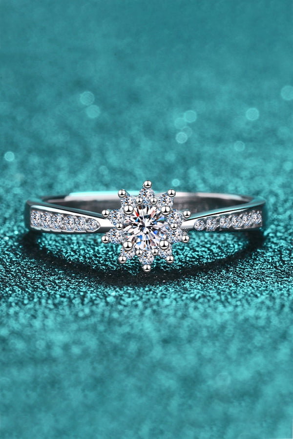 Moissanite Rhodium-Plated Snowflake Ring-Teresa's Fashionista LLC