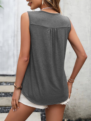 Lace Contrast Scoop Neck Tank-Teresa's Fashionista LLC