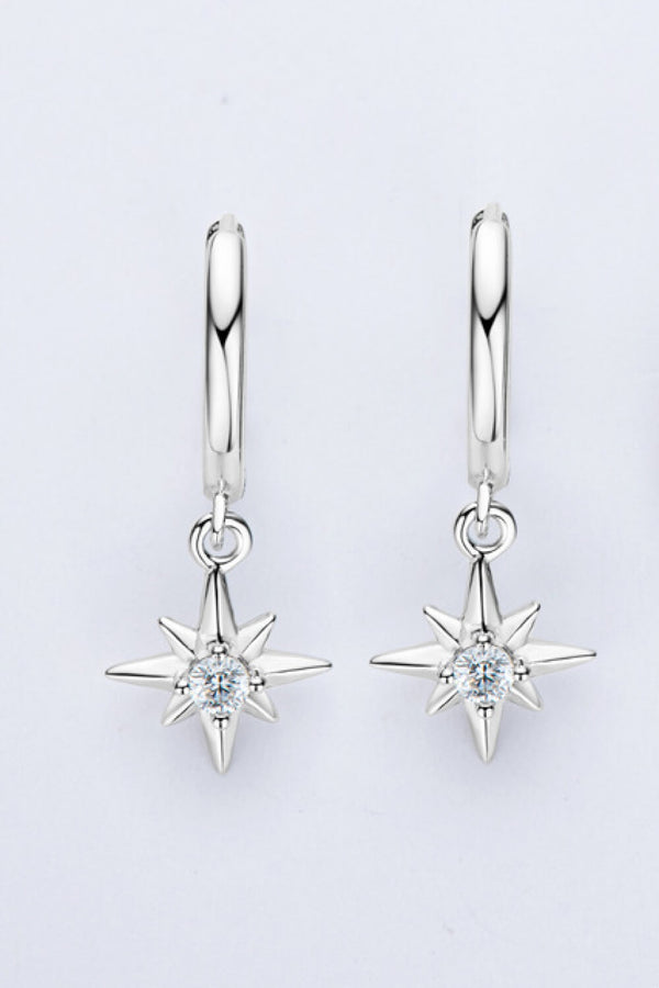 Moissanite Star Drop Earrings-Teresa's Fashionista LLC