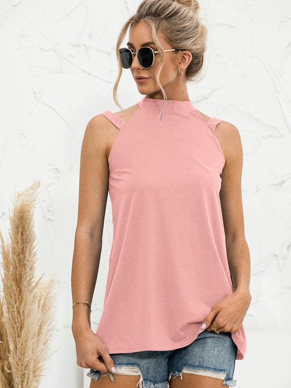 Cutout Mock Neck Tank-Teresa's Fashionista LLC