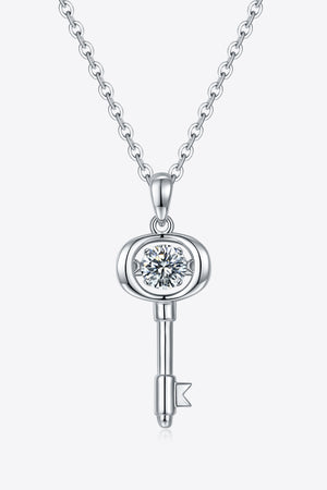 Moissanite Key Pendant Necklace-Teresa's Fashionista LLC