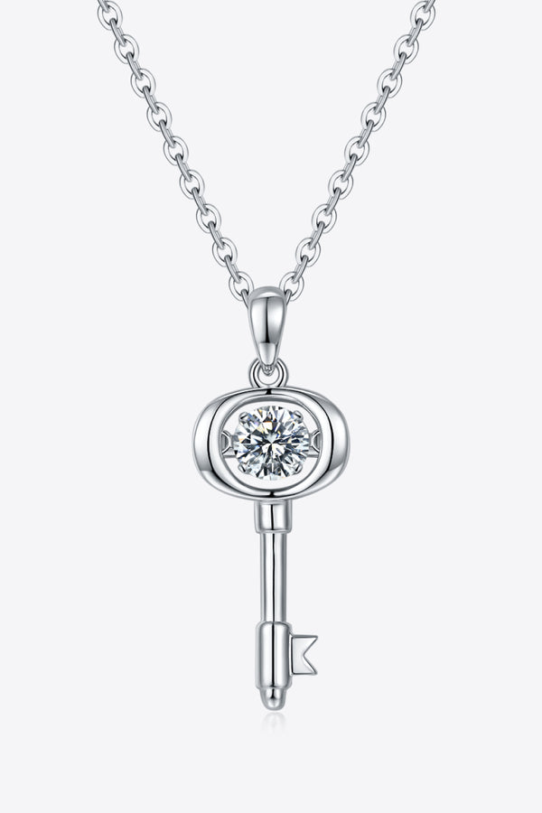 Moissanite Key Pendant Necklace-Teresa's Fashionista LLC