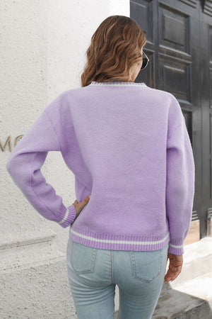 Skeleton Pattern V-Neck Long Sleeve Pullover Sweater-Teresa's Fashionista LLC