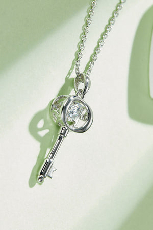 Moissanite Key Pendant Necklace-Teresa's Fashionista LLC