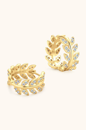 Moissanite Leaf 925 Sterling Silver Earrings-Teresa's Fashionista LLC