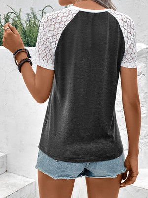 Color Block Raglan Sleeve Round Neck Tee-Teresa's Fashionista LLC