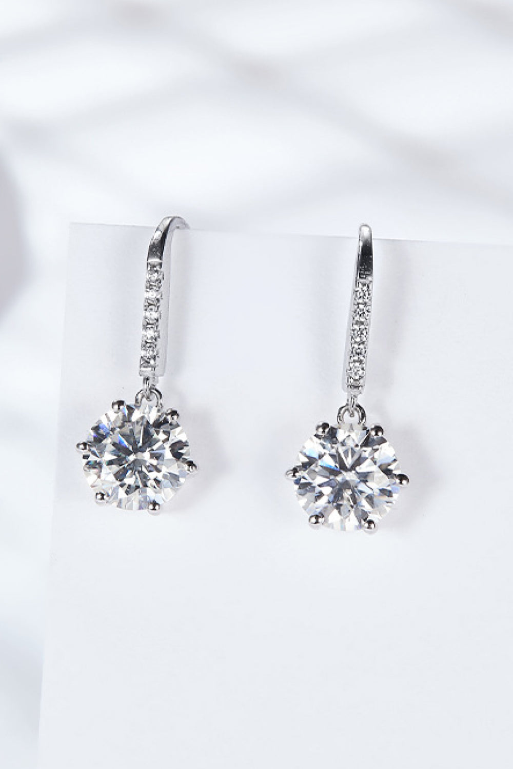 6-Prong Moissanite Drop Earrings-Teresa's Fashionista LLC