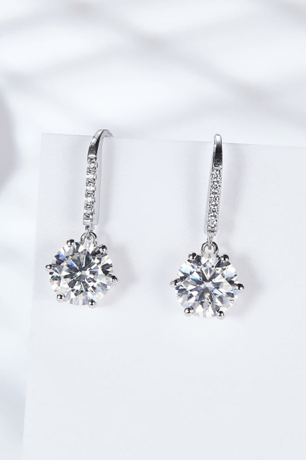 6-Prong Moissanite Drop Earrings-Teresa's Fashionista LLC