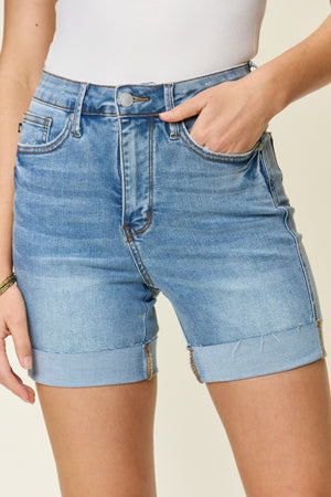 Judy Blue Full Size Tummy Control High Waist Denim Shorts-Teresa's Fashionista LLC