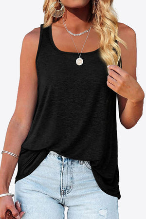 Curved Hem Square Neck Tank-Teresa's Fashionista LLC