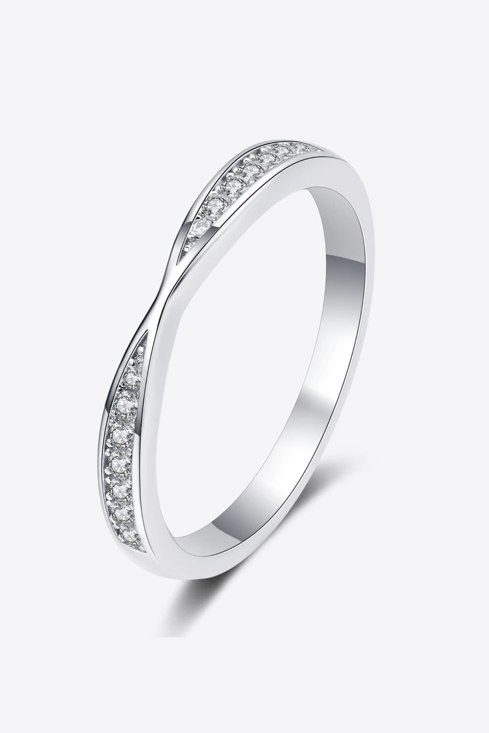 Moissanite Rhodium-Plated Ring-Teresa&#39;s Fashionista LLC