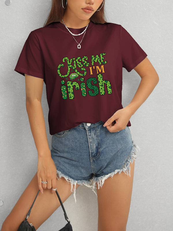 KISS ME I'M IRISH Round Neck T-Shirt-Teresa's Fashionista LLC