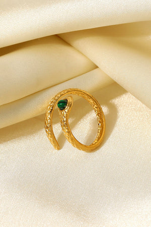 Snake Charmer Malachite Snake-Shaped Bypass Ring-Teresa's Fashionista LLC