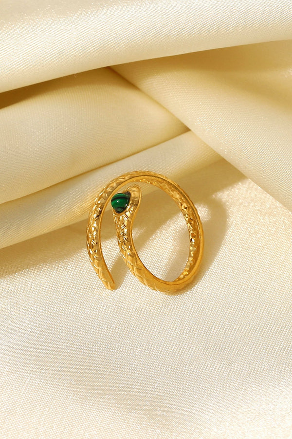 Snake Charmer Malachite Snake-Shaped Bypass Ring-Teresa's Fashionista LLC