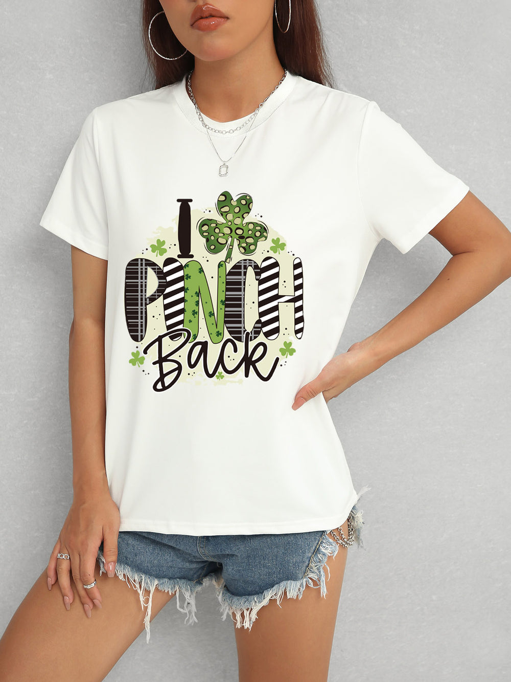 I PINCH BACK Round Neck Short Sleeve T-Shirt-Teresa's Fashionista LLC