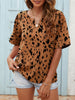 Printed Notched Neck Half Sleeve Blouse-Teresa's Fashionista LLC