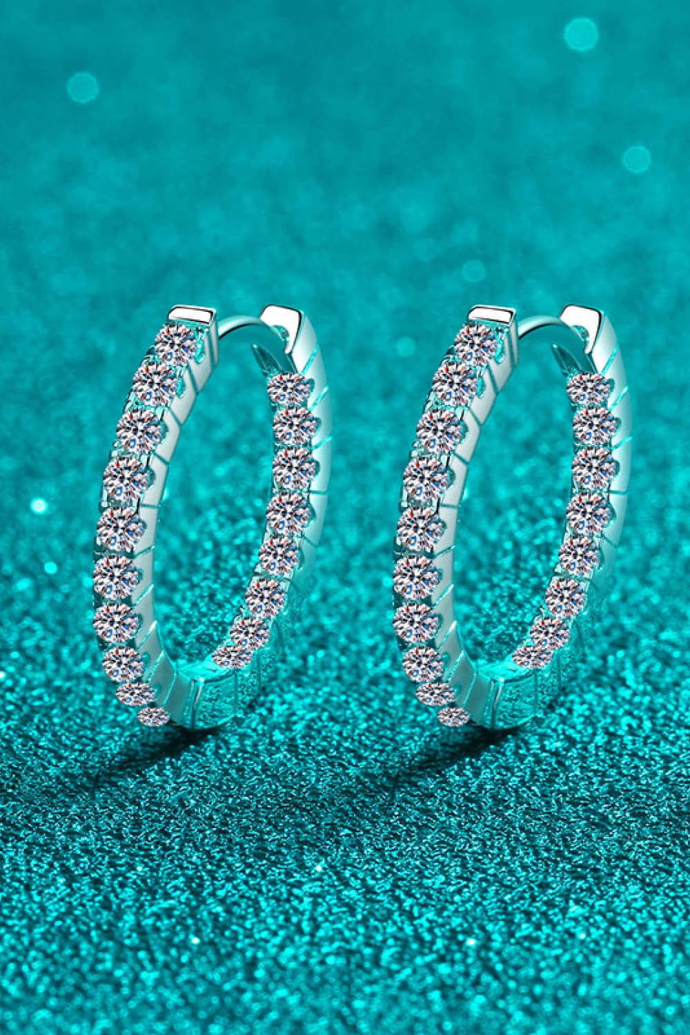 Moissanite 925 Sterling Silver Huggie Earrings-Teresa's Fashionista LLC