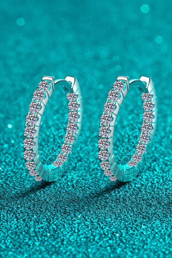 Moissanite 925 Sterling Silver Huggie Earrings-Teresa's Fashionista LLC