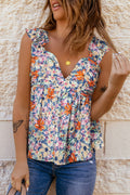 Floral Smocked Cap Sleeve Top-Teresa's Fashionista LLC