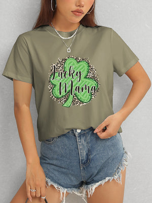 LUCKY MAMA Round Neck T-Shirt-Teresa's Fashionista LLC