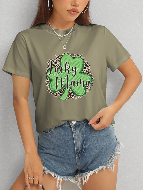 LUCKY MAMA Round Neck T-Shirt-Teresa's Fashionista LLC